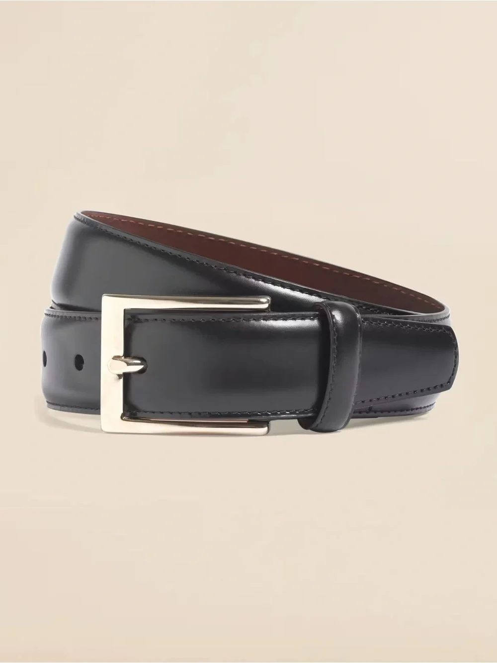 NWT Brooks Brothers Black Leather Belt with Gold Buckle